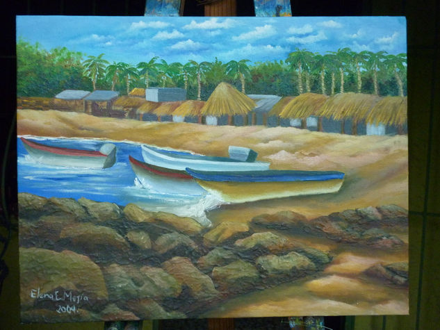 playa Los Cóbanos Oil Canvas Landscaping