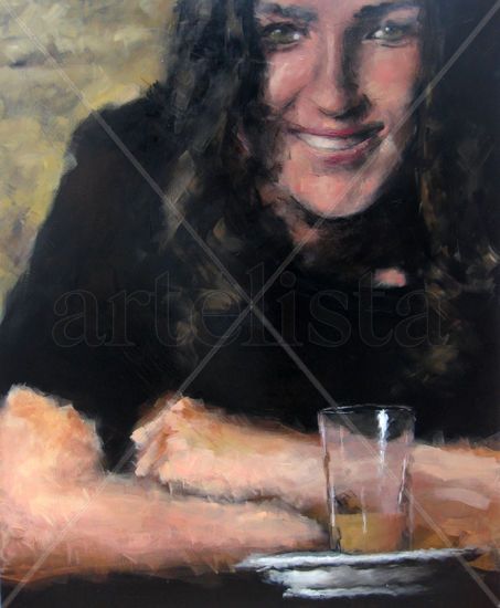 Café Mixed media Panel Portrait