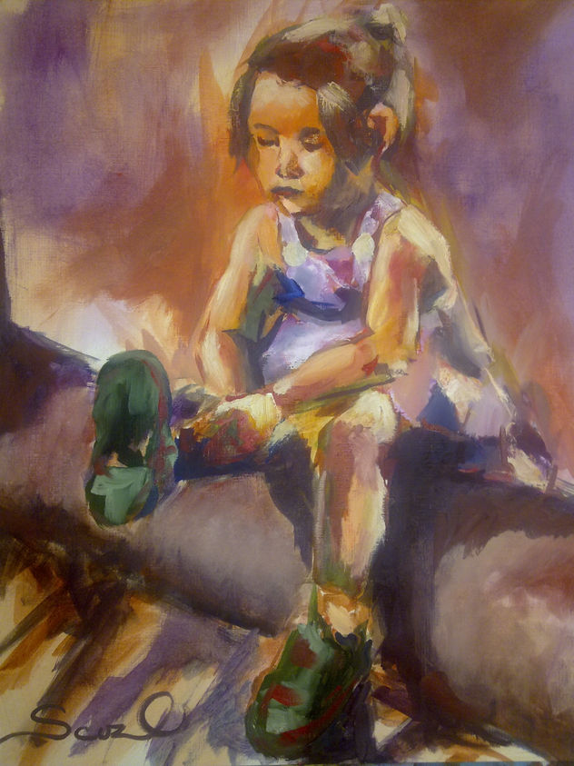 niña atándose los zapatos