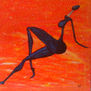 MUJER SOBRE FONDO ROJO