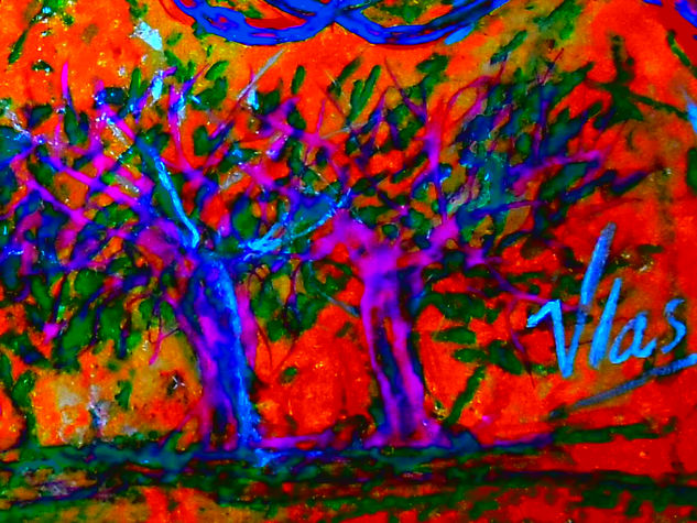 COMPOSICION.ARBOL ROJO. Acrylic Card Landscaping