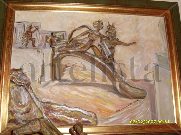 Ninfa y centauro con Cupido tras ellos Oil Canvas Figure Painting