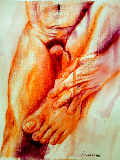 Parcial Watercolour Card Nude Paintings