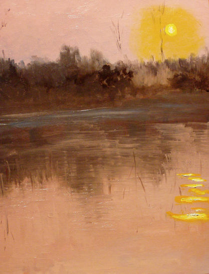 Laguna al atardecer Oil Panel Landscaping