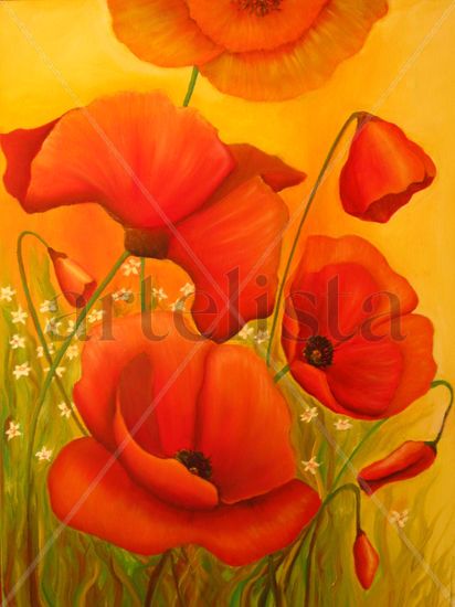 Amapolas 2 Oil Canvas Floral Painting