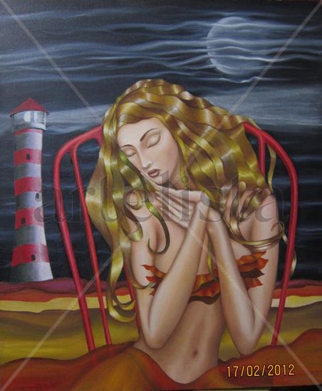 La chica del faro Oil Canvas Landscaping