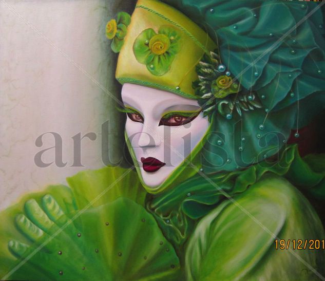 Arlequin Verde Oil Canvas Portrait