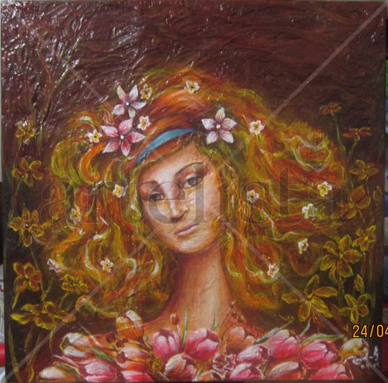 La chica de las flores Acrylic Panel Portrait