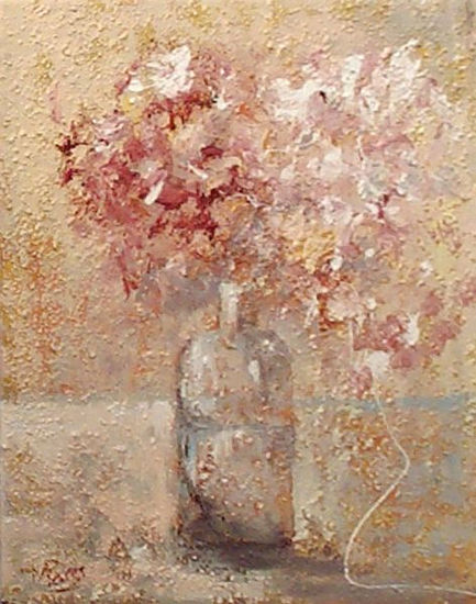 Botella con flores Oil Canvas Still Life Paintings