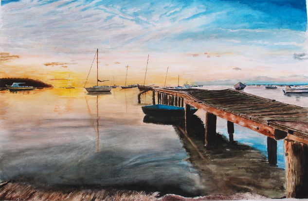 amanece Watercolour Paper Marine Painting