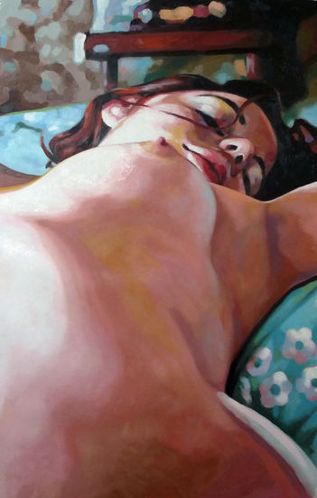 Blue bed Oil Canvas Nude Paintings