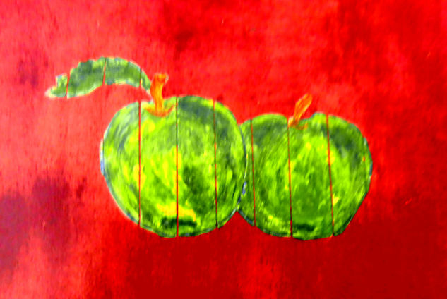 COMPOSICION VLAS.MANZANAS. Acrylic Card Still Life Paintings