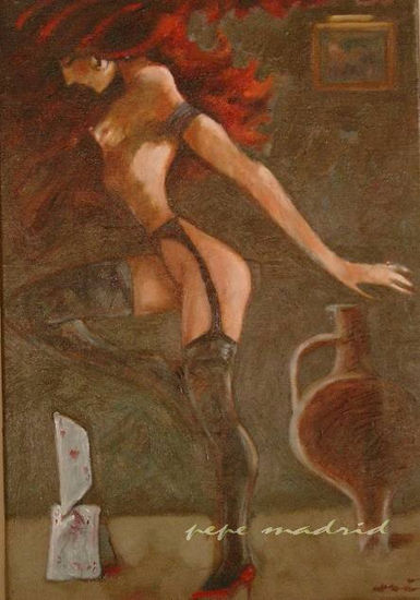 Juego de Naipes- Oil Canvas Figure Painting