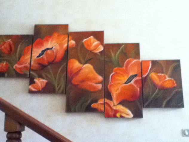 Amapolas Mixed media Canvas Floral Painting