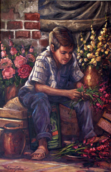 Juanito Flores Oil Canvas Figure Painting