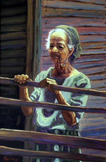 Vieja Verde Oil Canvas Figure Painting