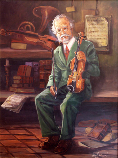 Maestro de las Cuerdas Oil Canvas Figure Painting