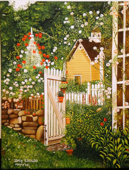 A little house in the hamptons Oil Canvas Landscaping