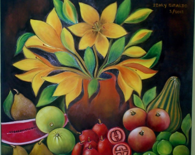 fruits and flowers Oil Canvas Still Life Paintings