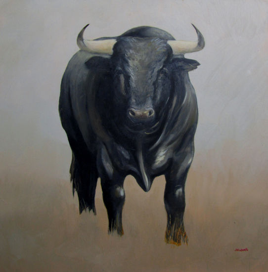 Toro Óleo Tabla Animales