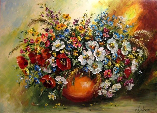 Flores del campo   http://navoyan2008.blogspot.com/ Oil Canvas Floral Painting