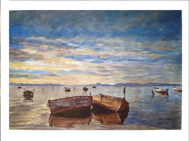 Barcas Watercolour Card Marine Painting