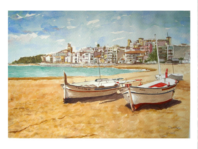 Barcas Watercolour Card Marine Painting