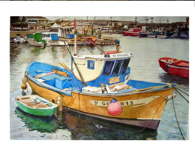 Barcas Watercolour Card Marine Painting