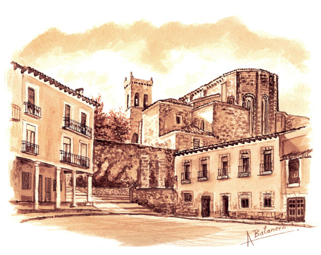 Plaza Mayor de Cifuentes Watercolour Paper Landscaping