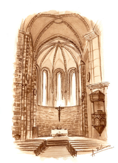 Abside Iglesia de Cifuentes Watercolour Paper Landscaping