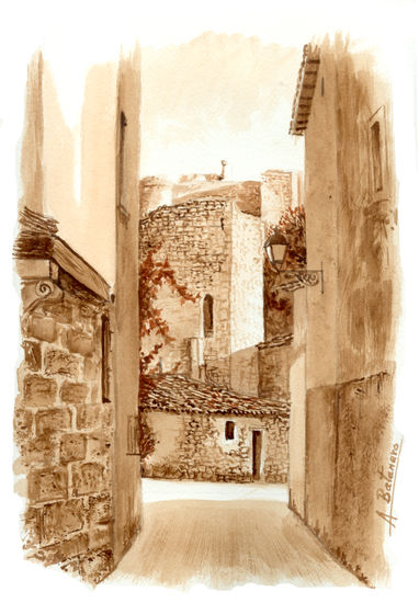 Callejón del Remedio (Cifuentes) Watercolour Paper Landscaping