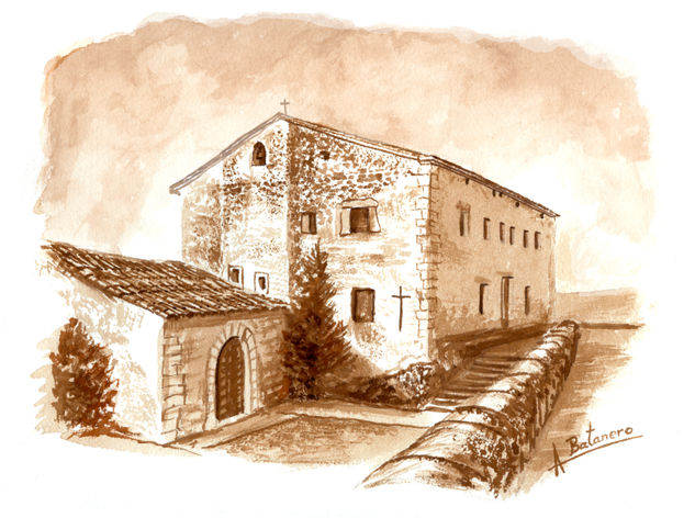 Ermita de la Cueva del Beato, Cifuentes (Guadalajara) Watercolour Paper Landscaping