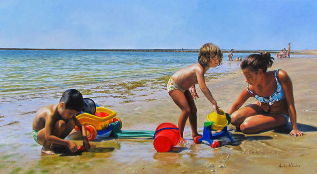 Un dia de verano Oil Panel Marine Painting