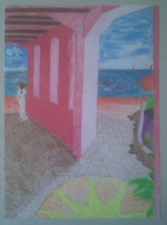 Mirando al mar Pencil (coloured) Card Landscaping