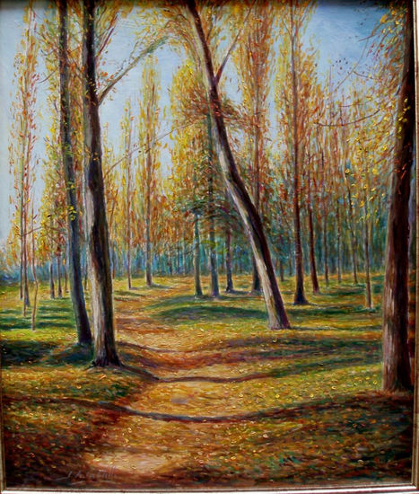 "Otoño en la alameda vieja" Oil Panel Landscaping