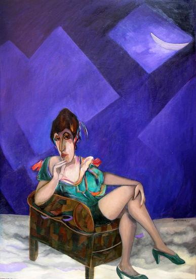 Mujer Violeta Siempre Airosa Oil Canvas Portrait