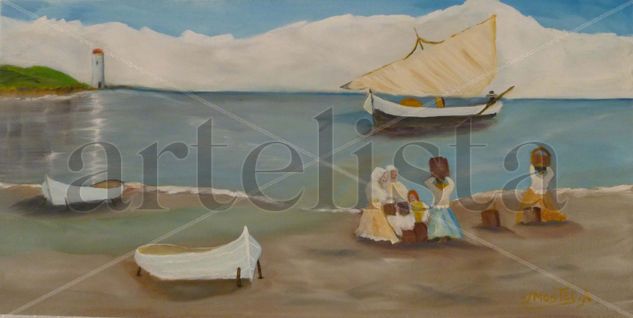 pescadores Oil Canvas Marine Painting