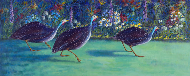 Guinea Fowl, Surprised! Acrylic Canvas Animals