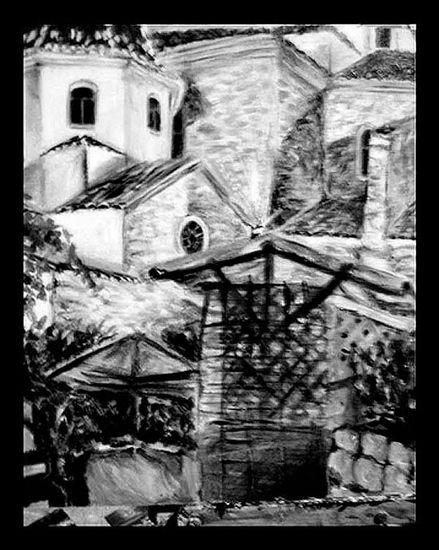 "Iglesia en blanco y negro  (Church black & white)" Acrylic Canvas Landscaping