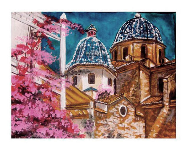 "Iglesia colorida  (Colourful church)" Acrylic Panel Landscaping