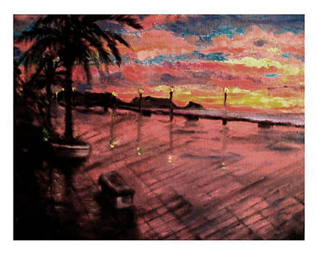 "Atardecer rojo I  (Red sunset I)" Acrílico Tabla Paisaje