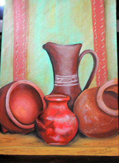 Vasijas 3 Oil Canvas Still Life Paintings