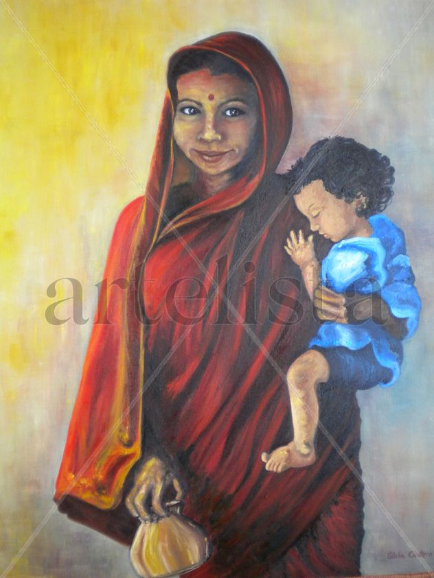 Mujer con niña hindú