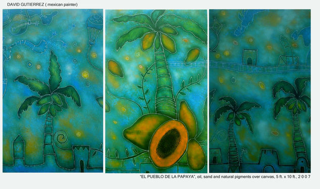 EL PUEBLO DE LA PAPAYA Oil Canvas Figure Painting