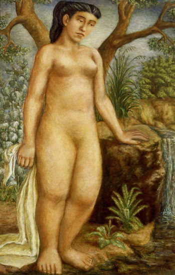 " BAÑISTA  " Oil Textile Nude Paintings