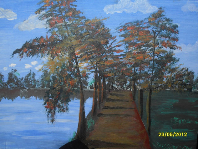 otoño en el lago Acrylic Canvas Landscaping