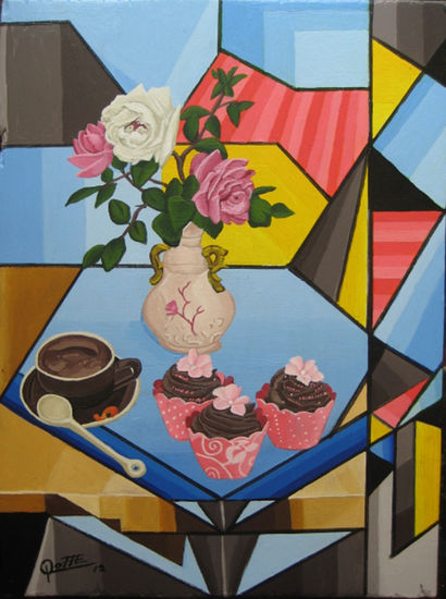 CHOCOLATE CUP CAKES Acrylic Panel Still Life Paintings