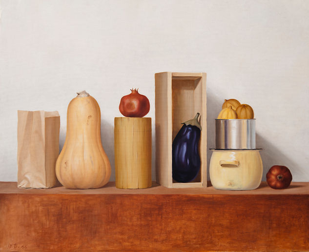 Naturaleza con bolsa y lata con limónes Oil Canvas Still Life Paintings