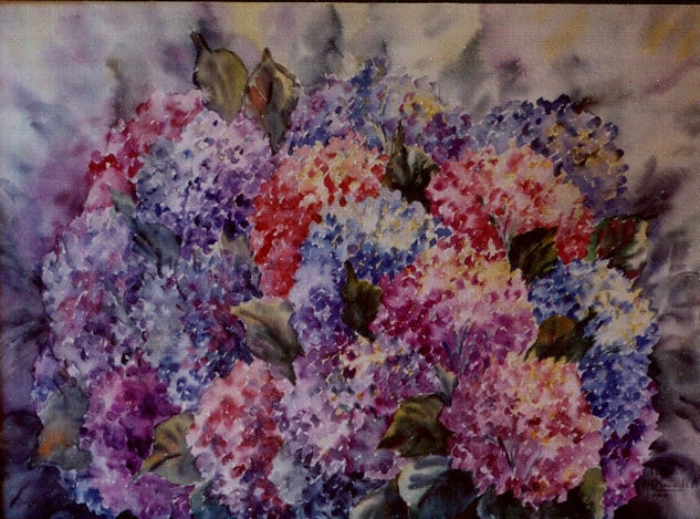 HORTENSIAS Watercolour Paper Floral Painting