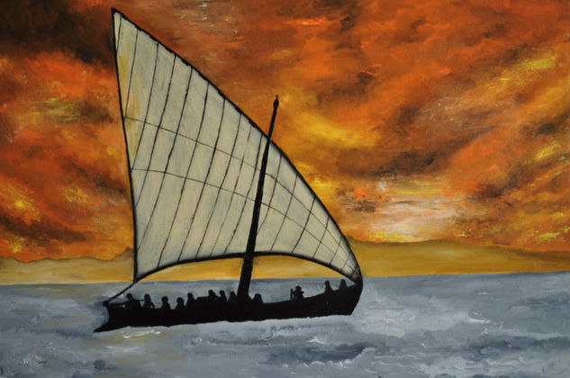 Tormenta en la Albufera Oil Canvas Marine Painting